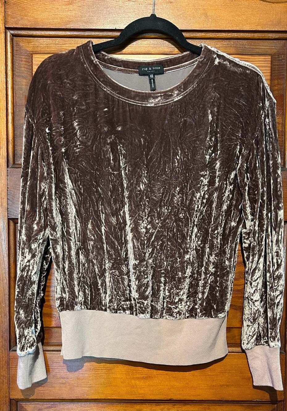 Rag & Bone Velvet Pullover Size XS Brown Long Sleeve Blouse